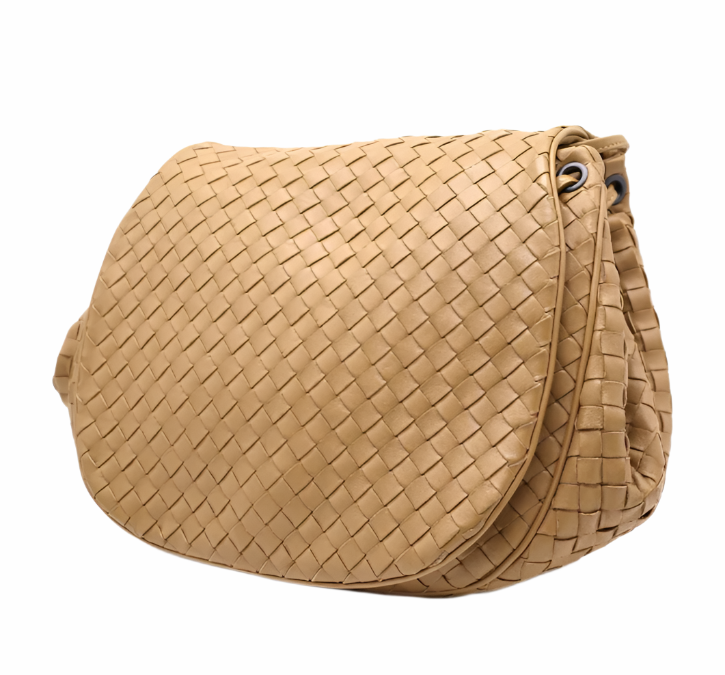 Monalisa Intrecciato Nappa Flap Hobo Bag Beige twins