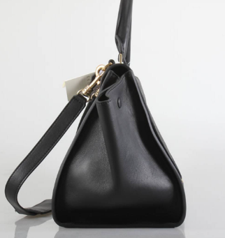 Crocodile Embossed Calfskin Suede Medium Trapeze Black Twins