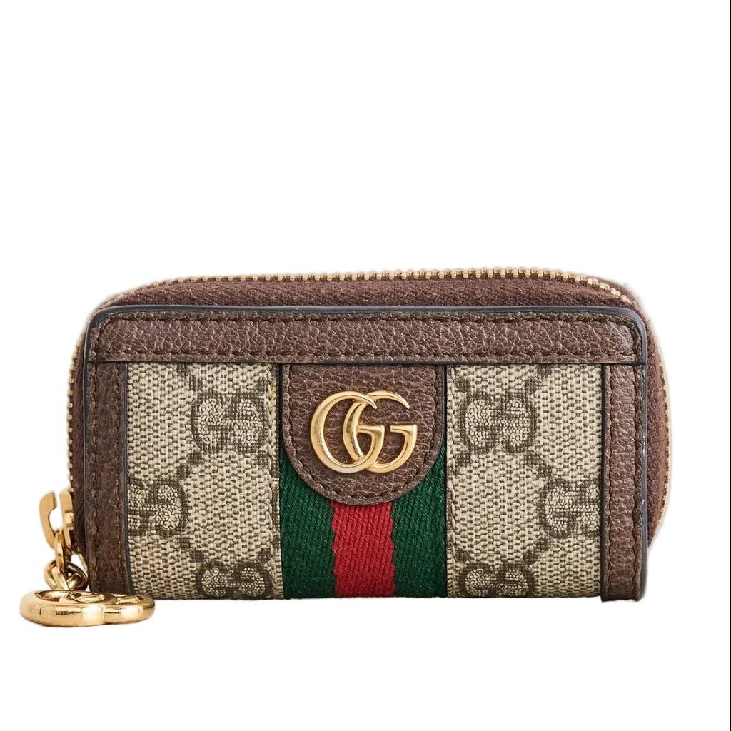 Gucci GG Supreme Monogram Web Ophidia Zip Around Key Case Beige New Acero twins LDJ3877